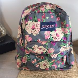 🌸 Jansport 🌸…Floral Backpack, Gray Base!